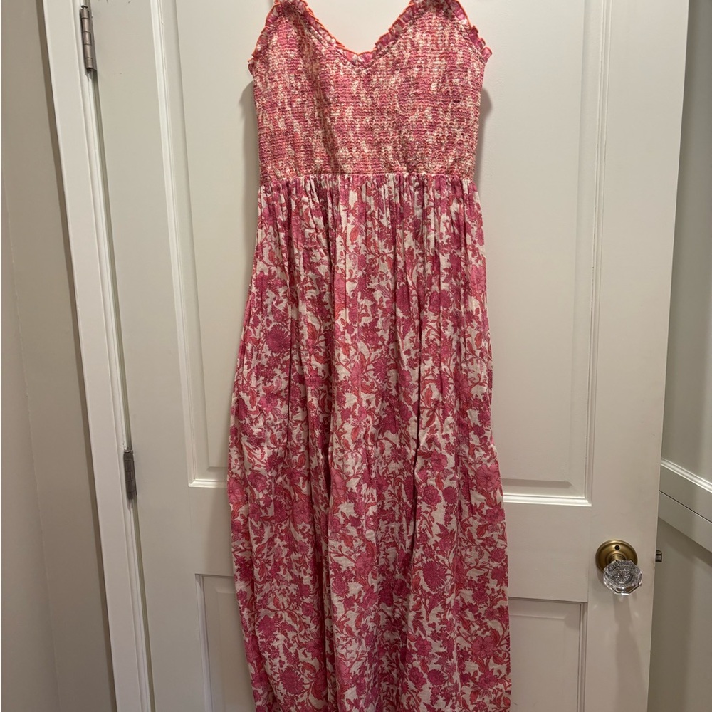 Pink and White Floral Maxi Dress